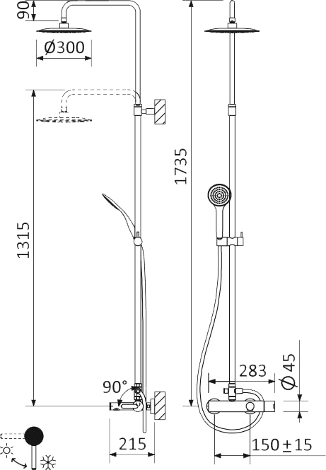 Душевая стойка Cezares Leaf CVDA-30-01 LEAF-CVDA-30-01 - 1