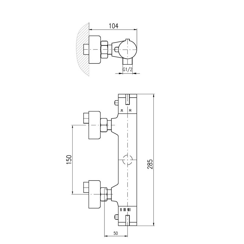 Смеситель для душа термостатический Rav Slezak Termo черный матовый TRM80.5CMATC - 1