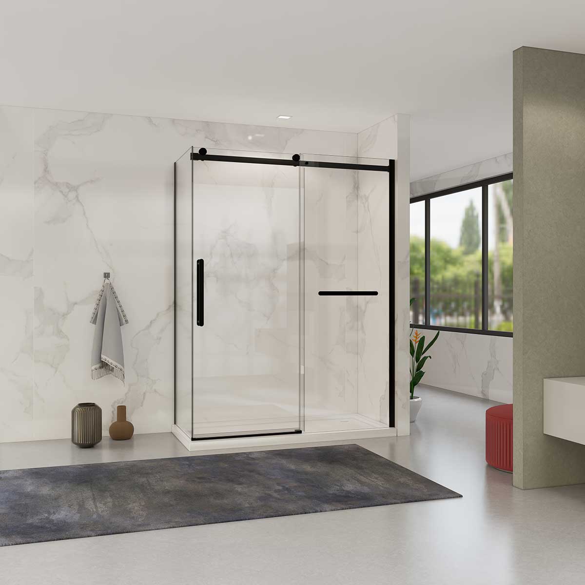 Душевой уголок Vincea Como Soft 150х100 профиль черный стекло прозрачное  VSR-1CS1015CLB - 0