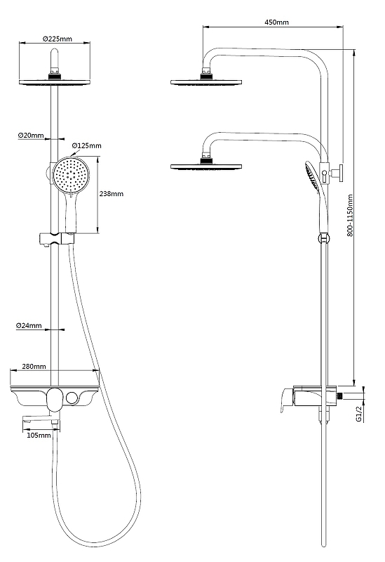 Душевая система WeltWasser WW DP 1020 CR хром  10000003184 - 3