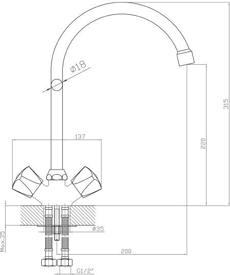 Смеситель Agger Retro-S A1800200 для кухонной мойки - 2