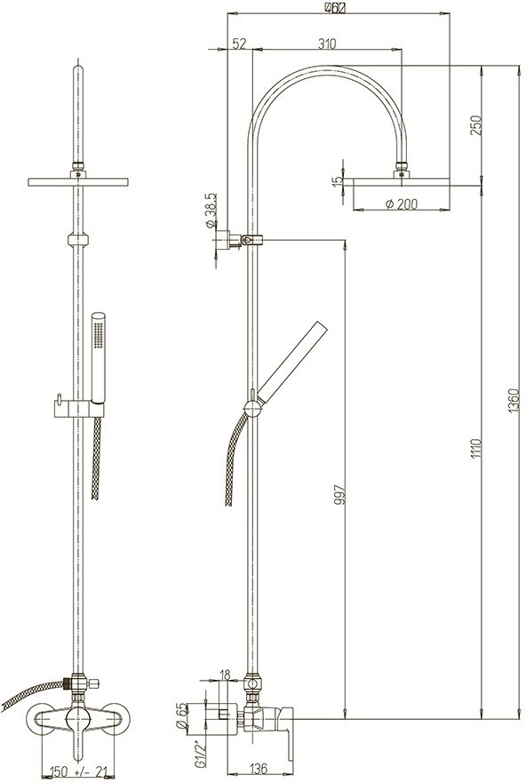 Душевая стойка Paini 92CR6891P1 - 2