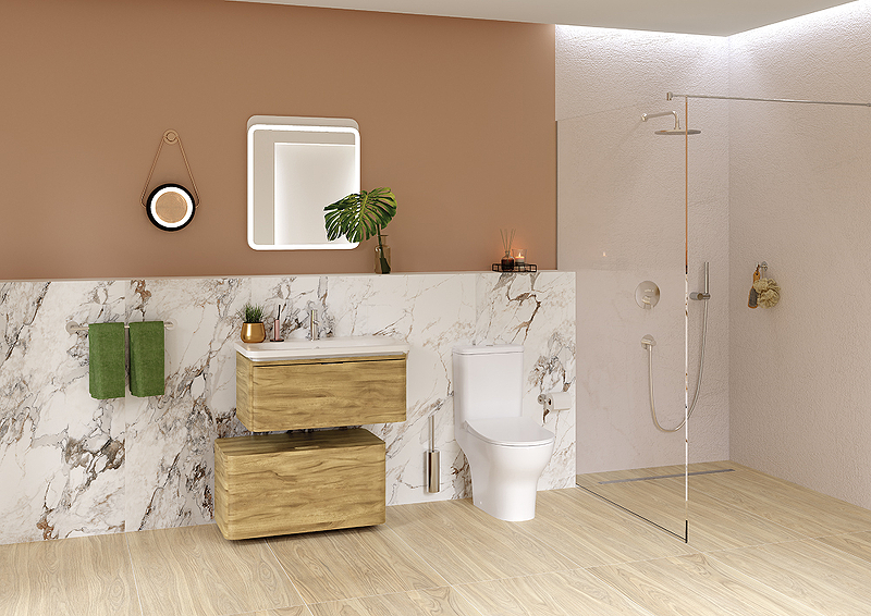 Тумба с раковиной подвесная Vitra Nest Trendy 80 с LED подсветкой темное дерево 56138 - 6