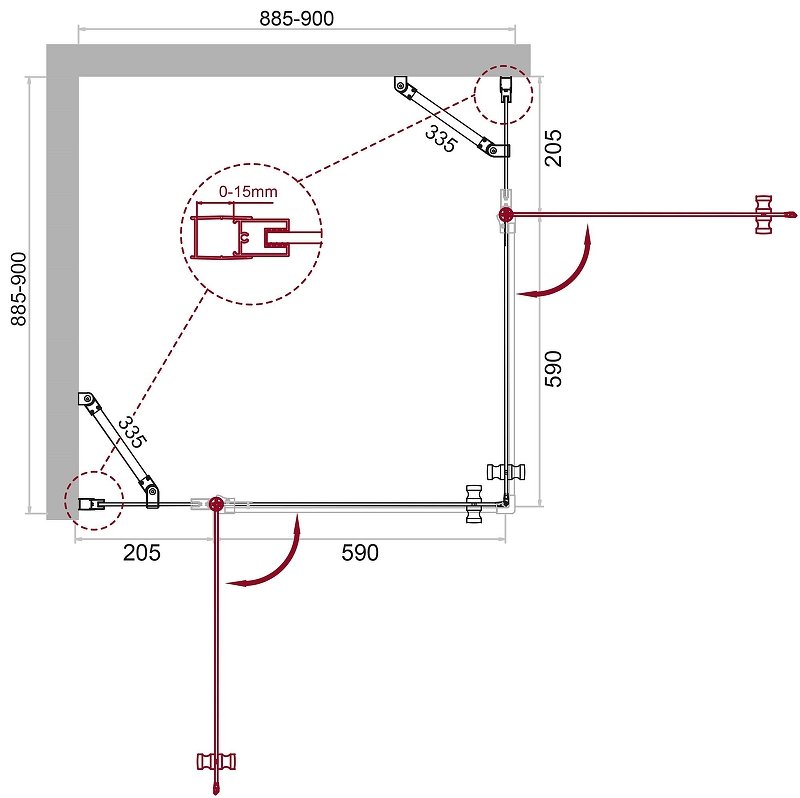 Душевой уголок BelBagno Etna 90х90 профиль хром стекло прозрачное ETNA-A-22-90-C-Cr - 10