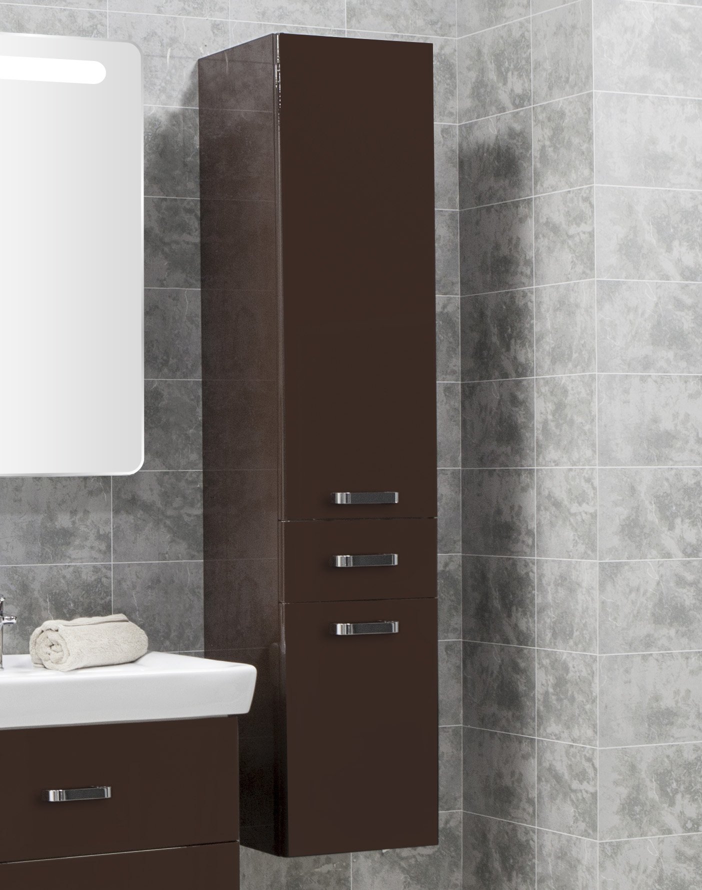 Шкаф-пенал Aquaton Америна 34 темно-коричневый 1A135203AM430 - 1