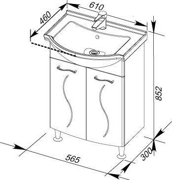 Тумба с раковиной Aquanet Моника 60 - 10
