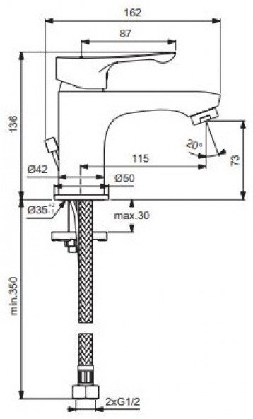 BA413AA WAVE Смеситель для умывальника - 1