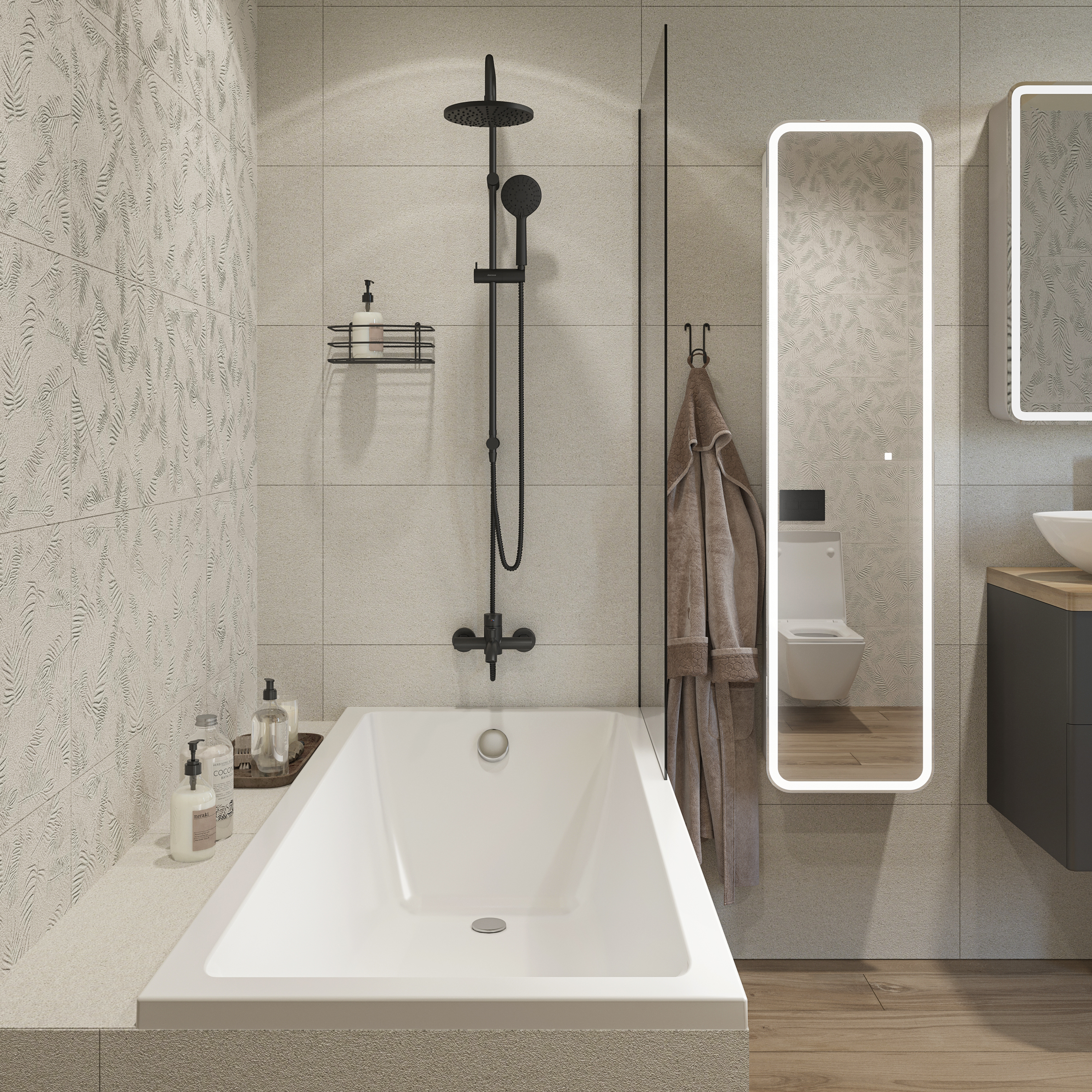 Акриловая ванна STWORKI Карлстад 170x75, с каркасом и сливом-переливом 563281 - 3