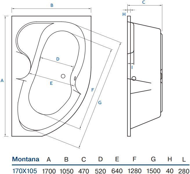 Акриловая ванна Koller Pool Montana 170x105 R MONTANA170X105R - 1