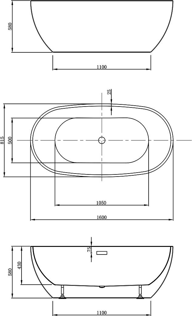 Акриловая ванна Vincea VBT-408-1600 белая - 4