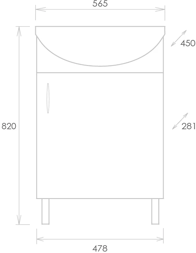 Тумба с раковиной Onika Эко 52  белый - светлое дерево - 8