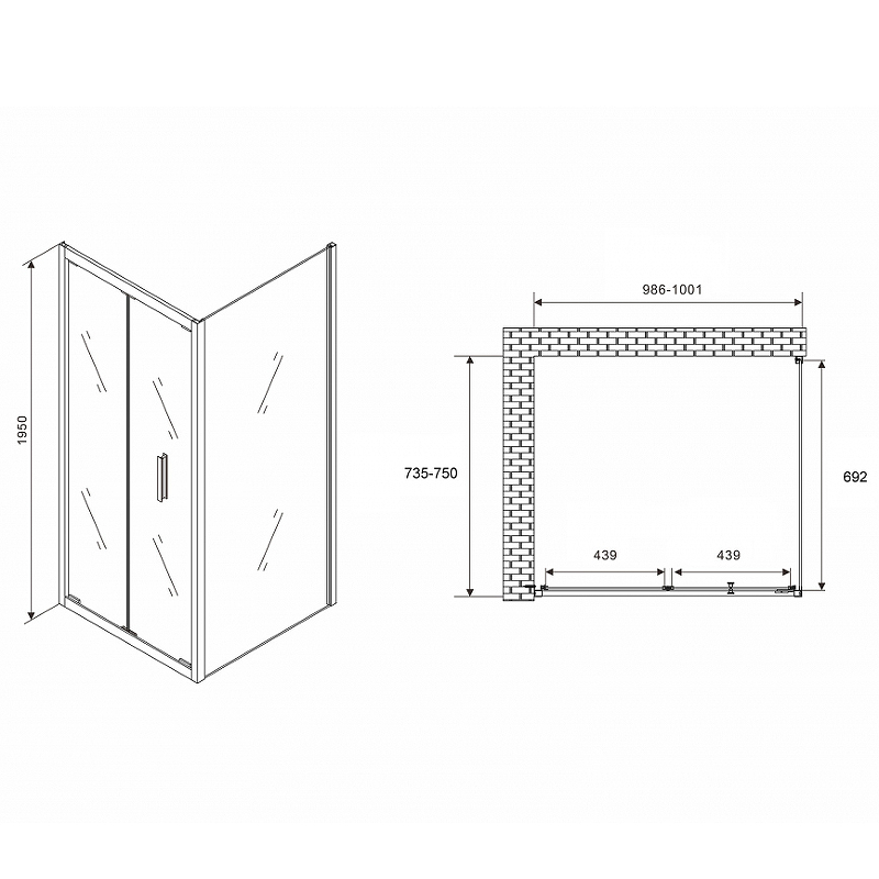 Душевой уголок Abber Sonnenstrand 100х75 черный стекло прозрачное AG07100B-S75B - 1