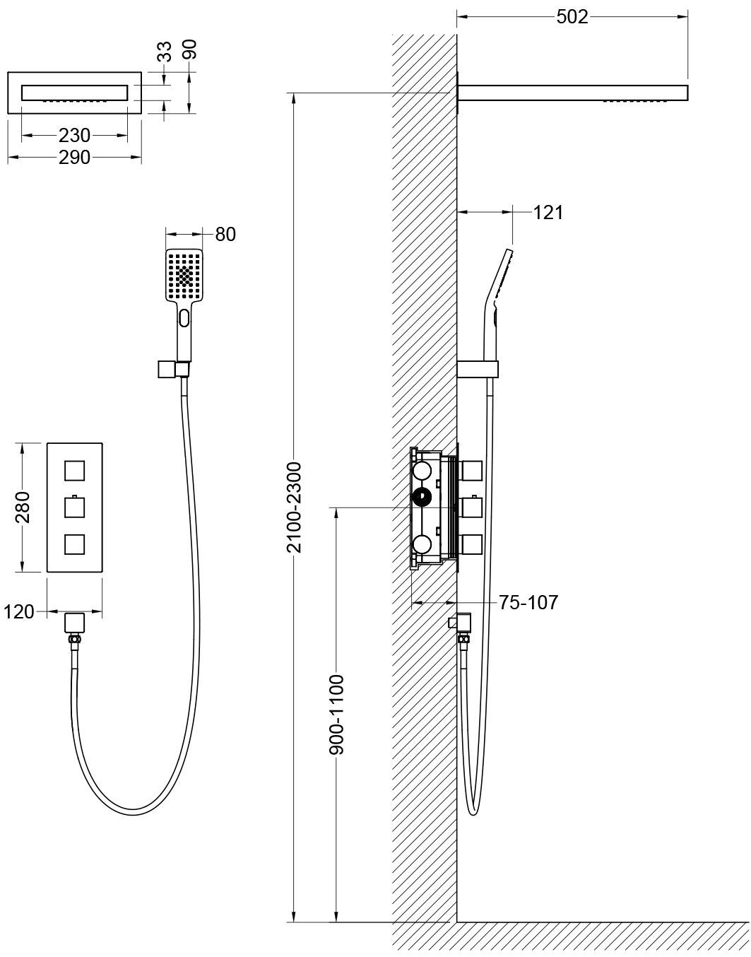 Душевая система встроенная с термостатом Timo Petruma SX-5039/00SM хром - 6