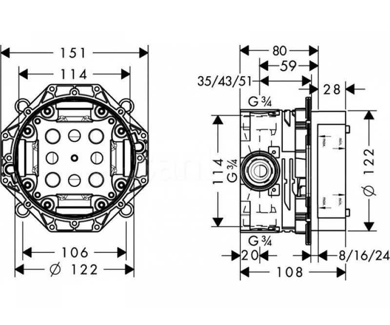 Монтажная коробка Hansgrohe Ibox Universal 01800180 - 2