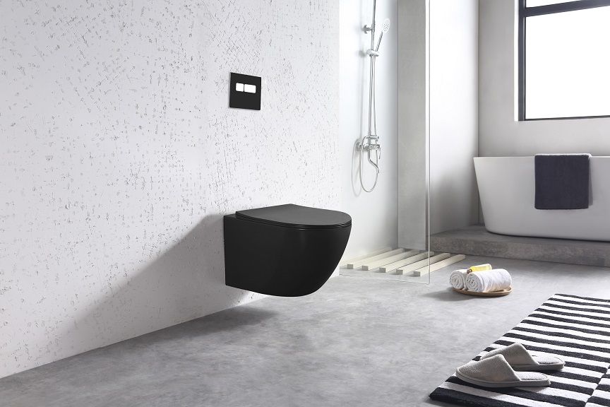 OVALE AM011CHR-MB Чаша унитаза подвесного, безободкового, цвет чёрный матовый ART&MAX - 1