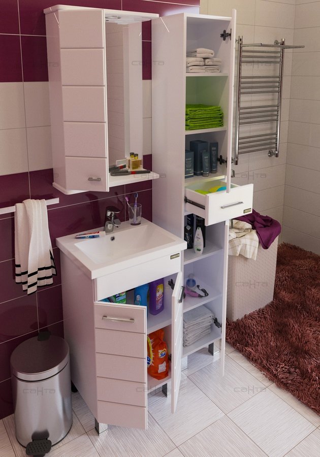 Тумба с раковиной СанТа Омега 50 белый - 4