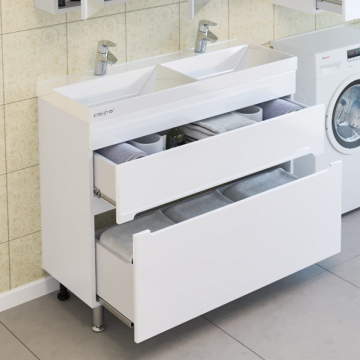 Комплект мебели Санта Лондон с двойной раковиной 100 белый  - 3