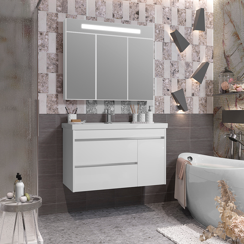 Зеркало - шкаф Opadiris Фреш 100 с подсветкой белый 00-00006753 - 3