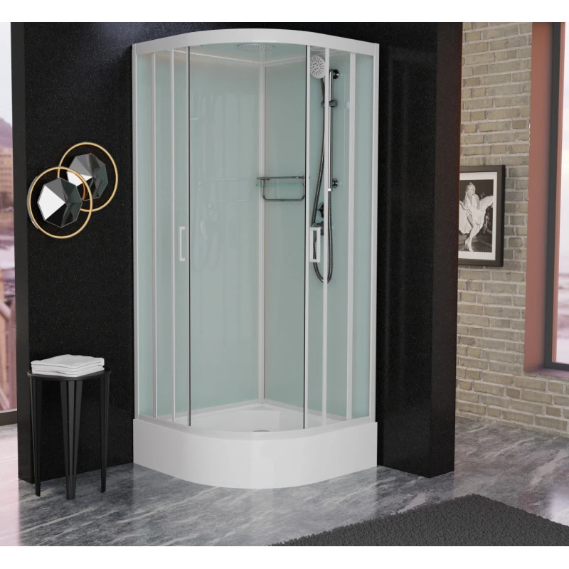 Душевая кабина Frank 90х90 белая стекло прозрачное 123009 - 1