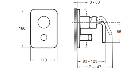 Смеситель Jacob Delafon Purist E98721-CP для ванны с душем - 1