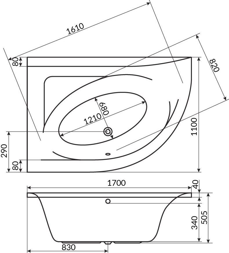 Ванна акриловая Excellent Aquarella L 170x110 белый WAEX.ARL17WH - 1