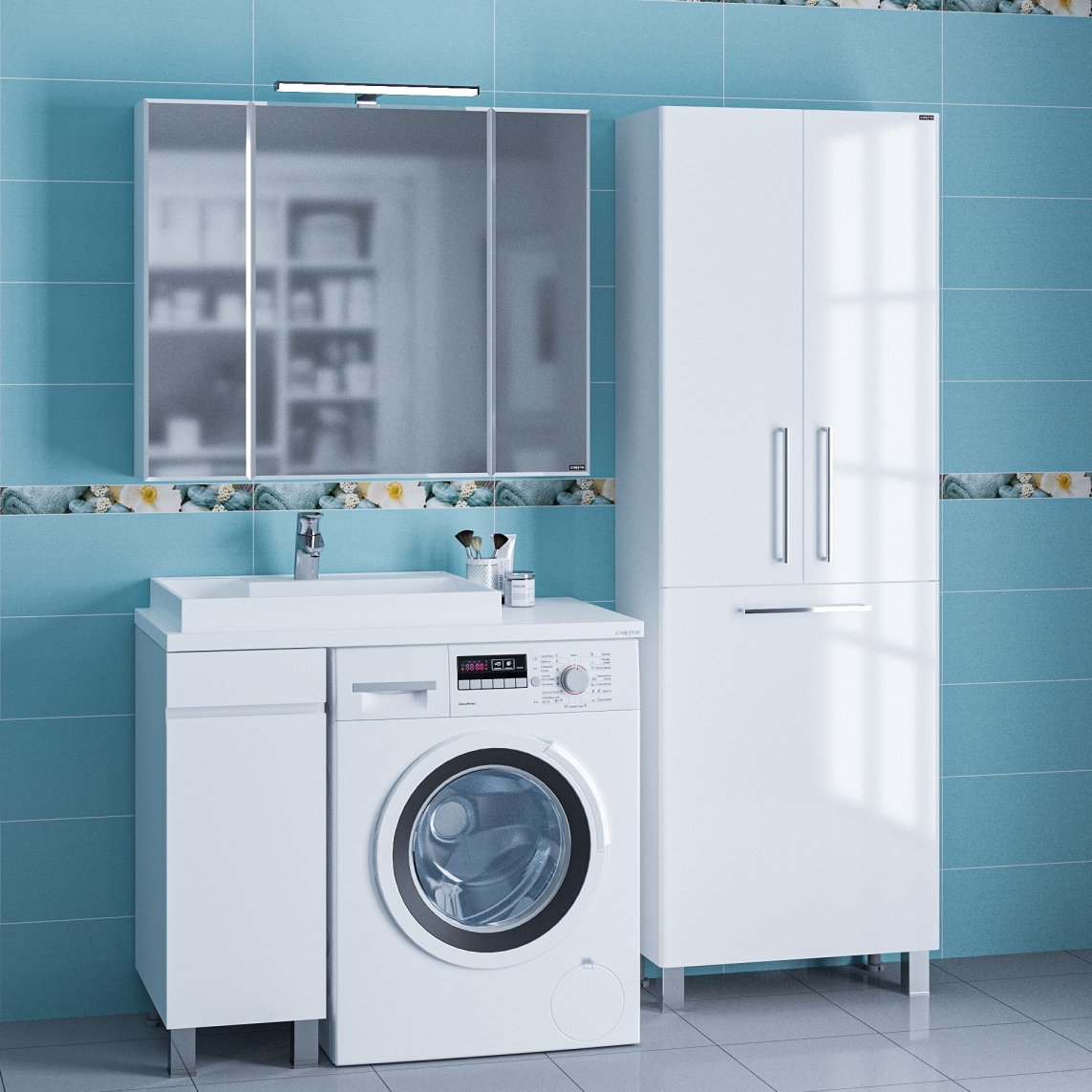 Тумба с раковиной над стиральной машиной Санта Марс 29 белый - 1