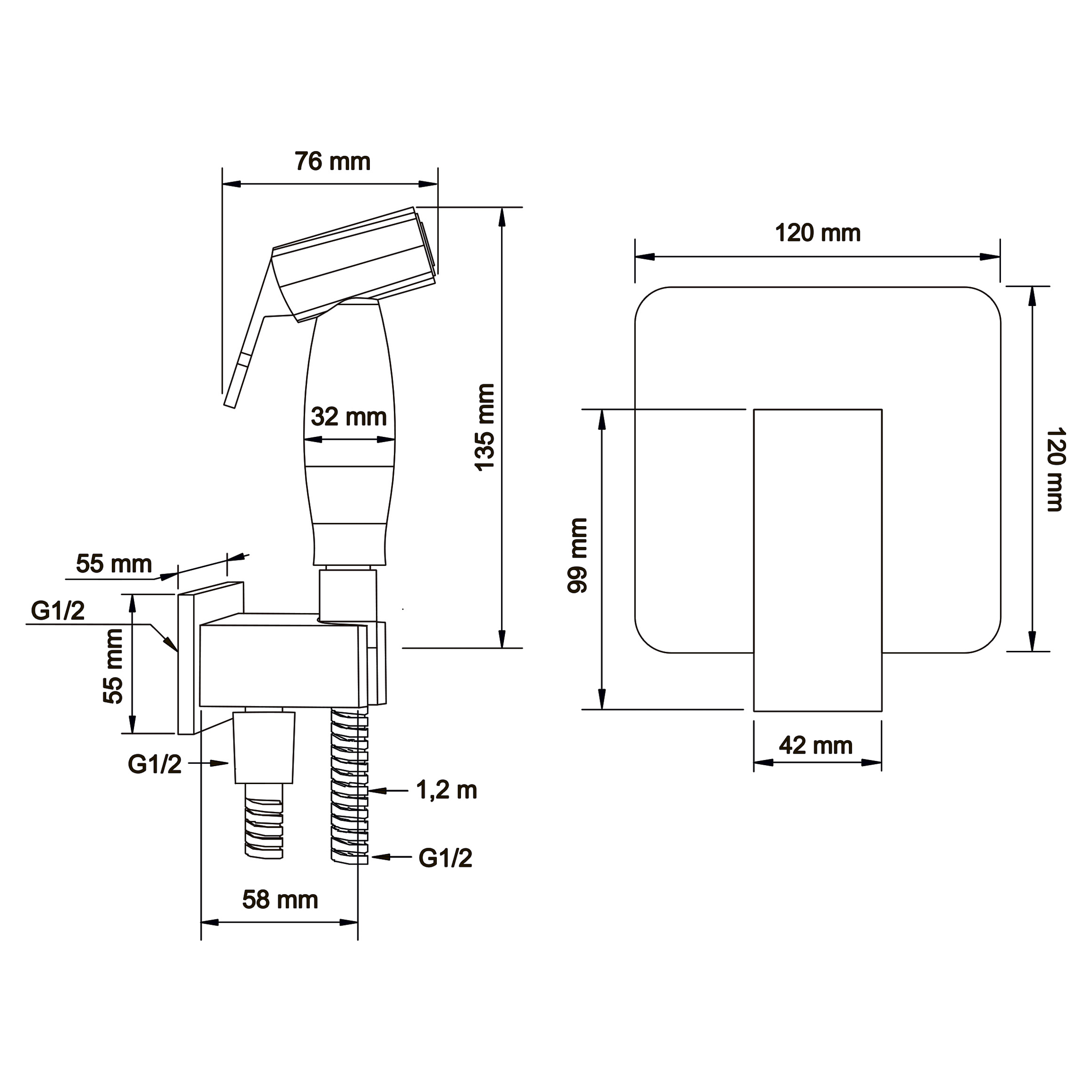 Swedbe Platta Гигиенический душ со встроенным смесителем 5526 - 3