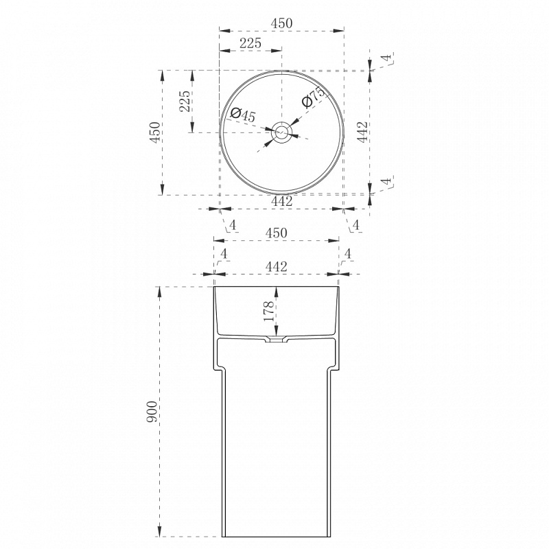 Напольная раковина Abber Kristall 45 зеленая AT2701Emerald - 2