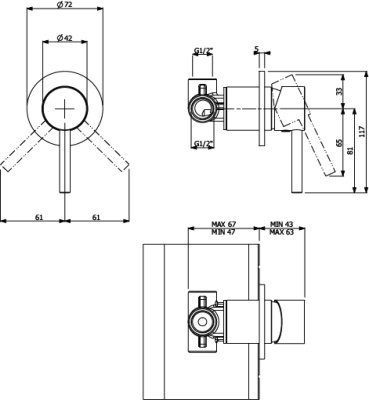 Смеситель для душа Villeroy & Boch Dawn хром  TVS10600100061 - 2