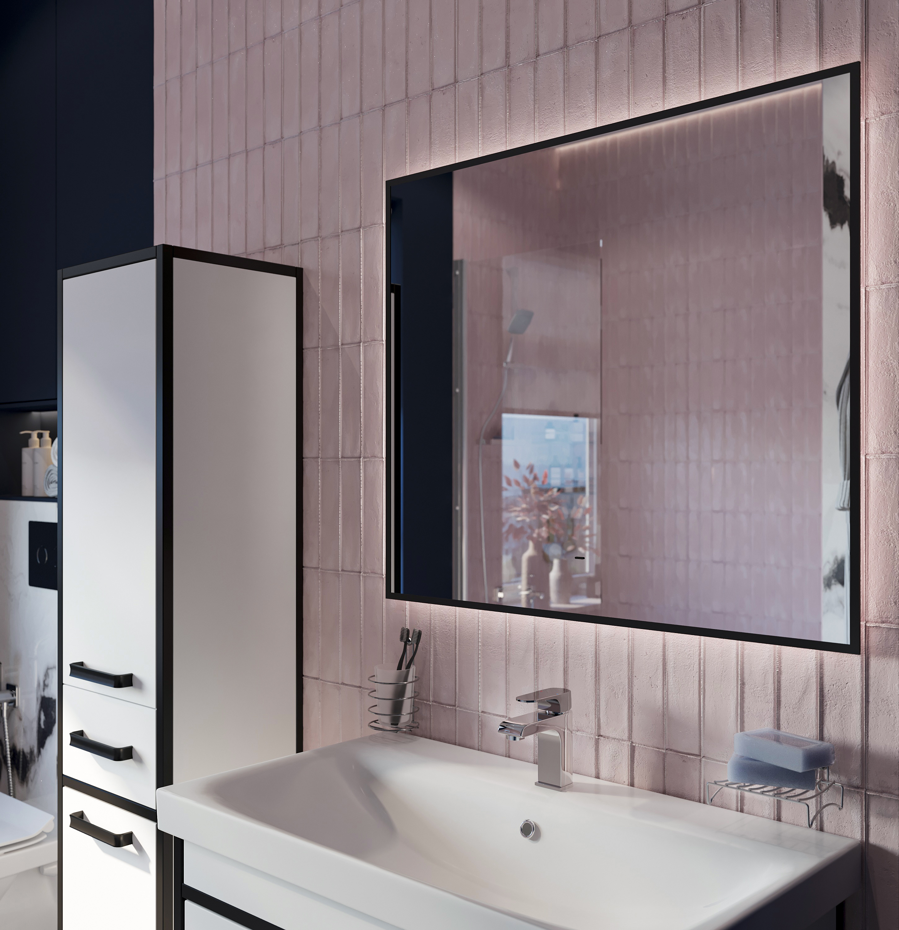 Зеркало DIWO Элиста 80 черное, с подсветкой ЗЛП1734 - 2