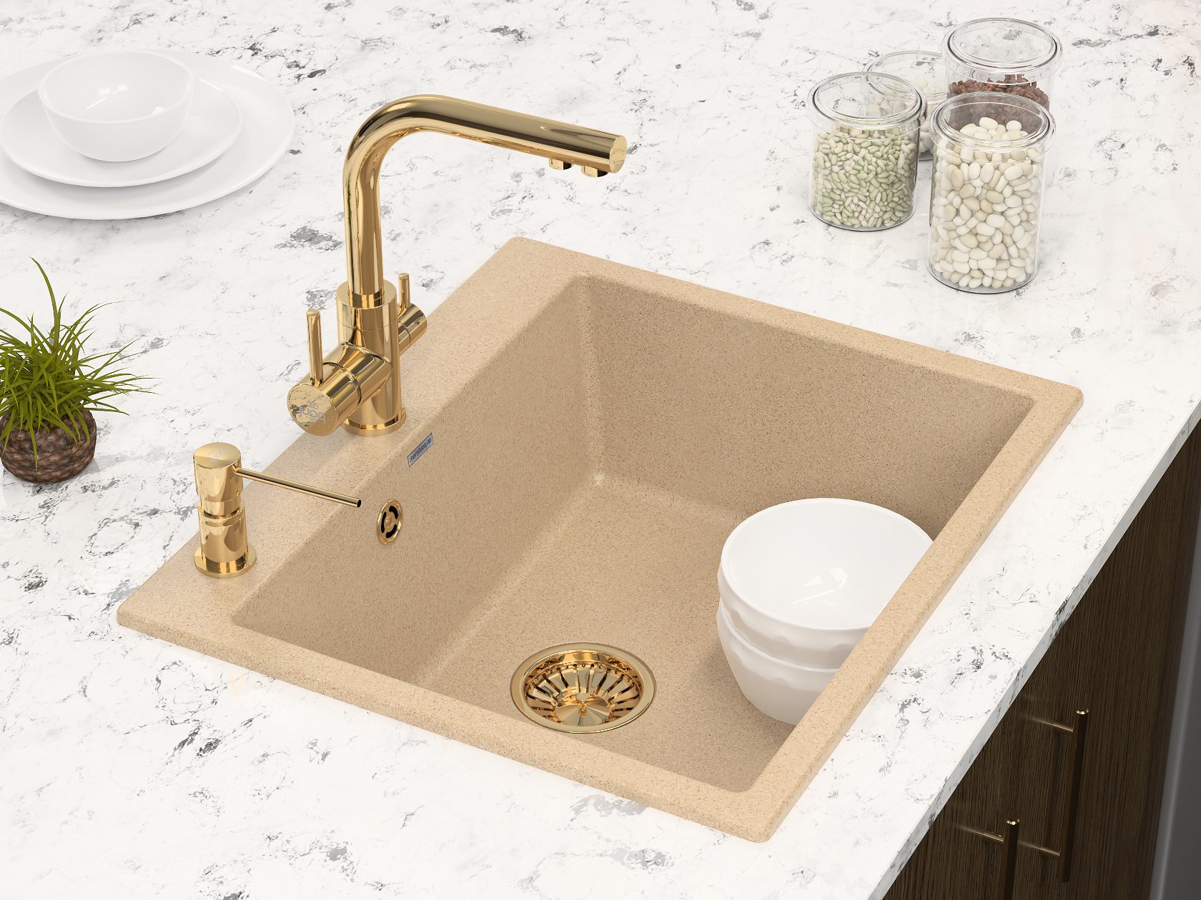 Дозатор для моющего средства Paulmark Kraft золото D003-G - 1