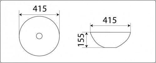 Раковина накладная CeramaLux N 41.5 см белый матовый  104MW - 2