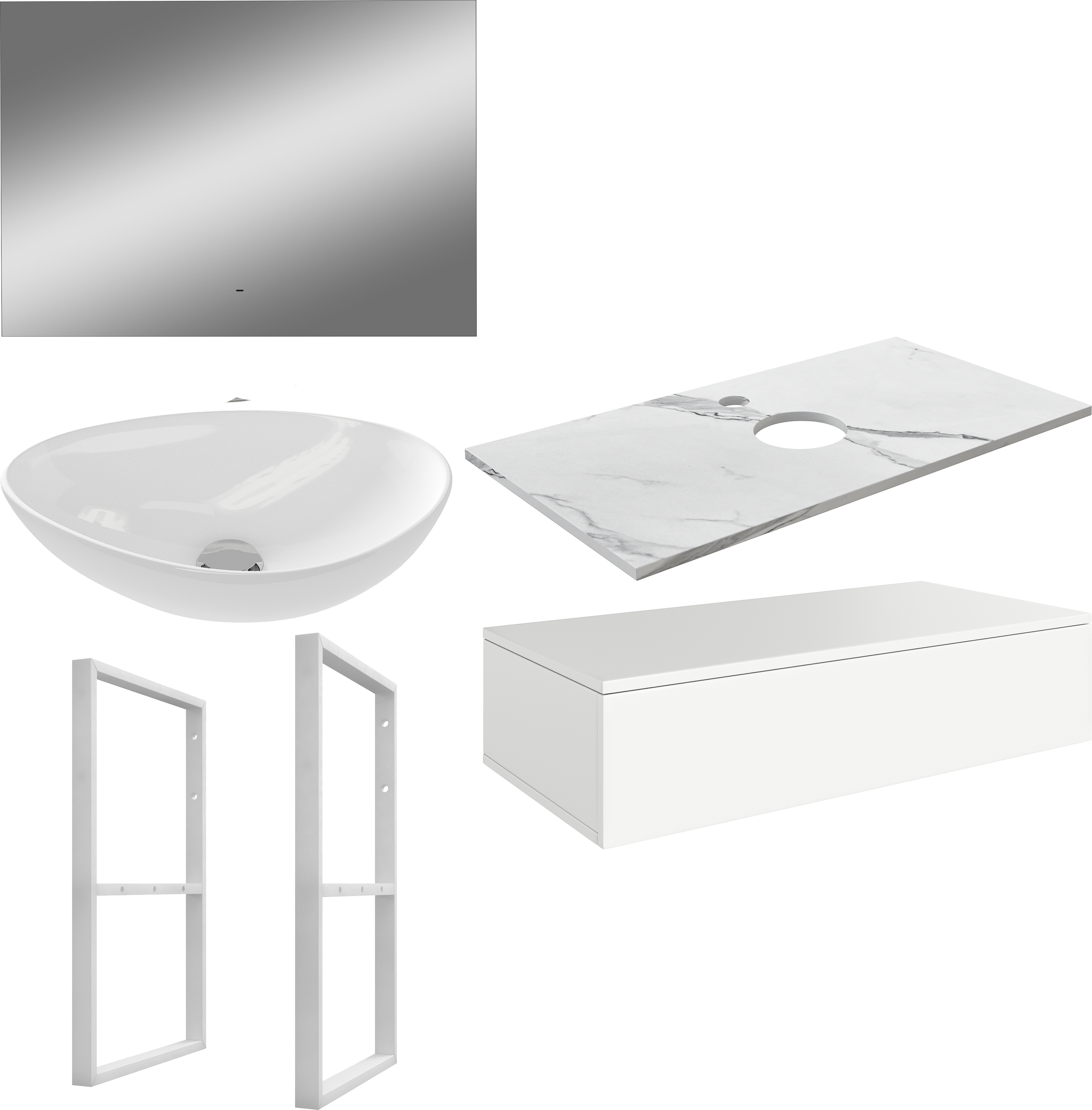 Мебель для ванной DIWO Элиста 100 белая с раковиной Moduo 55 Leaf 567780 - 9