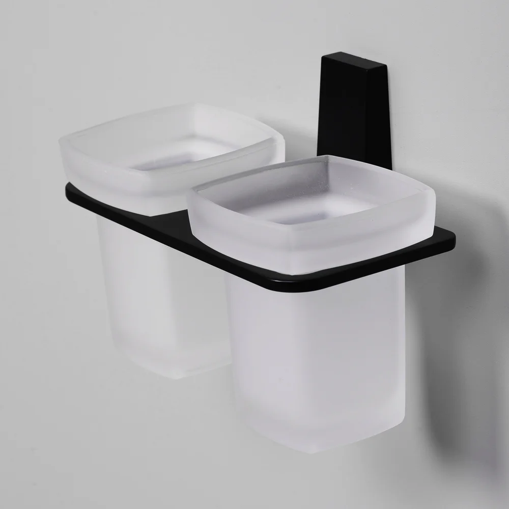 Стакан для зубных щеток двойной Wasserkraft Abens черный матовый K-3228D - 1