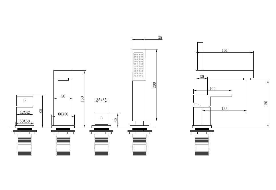 Смеситель для ванны и душа на борт ванны Abber Daheim  AF8213G - 2