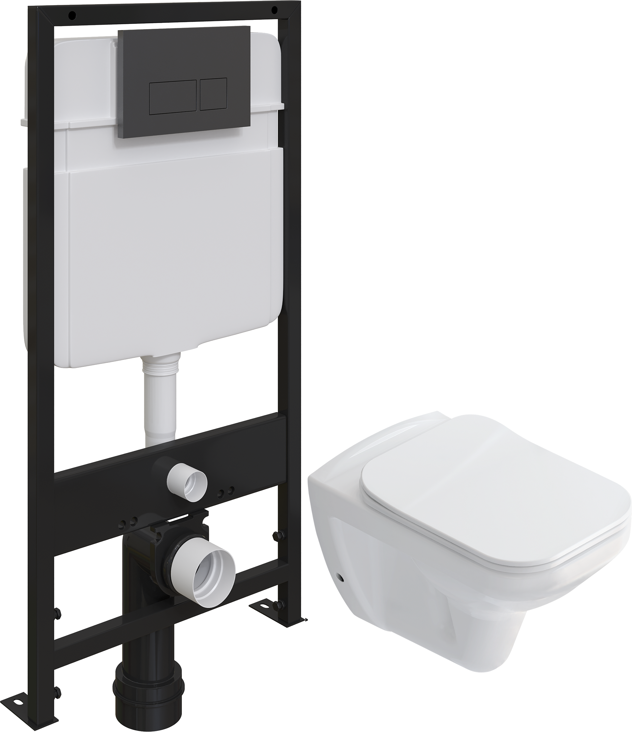 Комплект Унитаз подвесной STWORKI Дублин SETK3504-0605 с микролифтом + Система инсталляции для унитазов EWRIKA ProLT 0026-2020 с кнопкой смыва 0044 черной матовой 559907 - 0