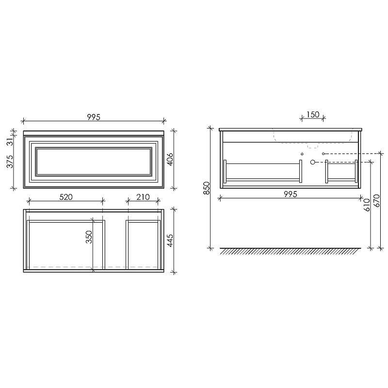 Тумба под раковину Sancos Very 100 правая темно-бежевая VR100RSM - 3