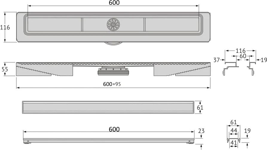 Душевой лоток Berges B1 Keramik 60 черный матовый 095017 - 1