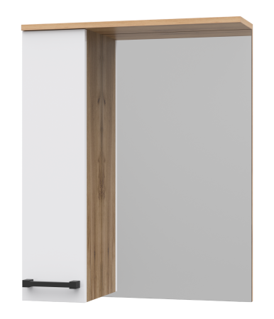 Зеркало-шкаф Misty Крафт 60 левое белое - светлое дерево П-Кра-02060-011Л - 0