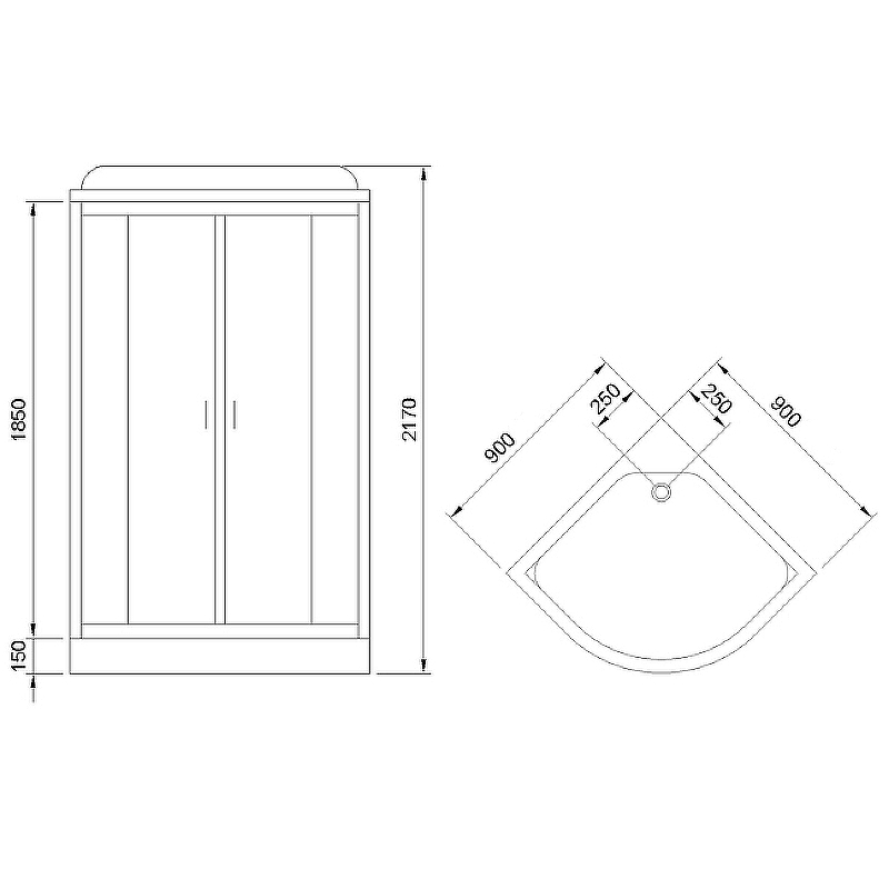 Душевая кабина Royal Bath 90х90 хром стекло матовое с гидромассажем RB90HK2-M-CH-EL - 1