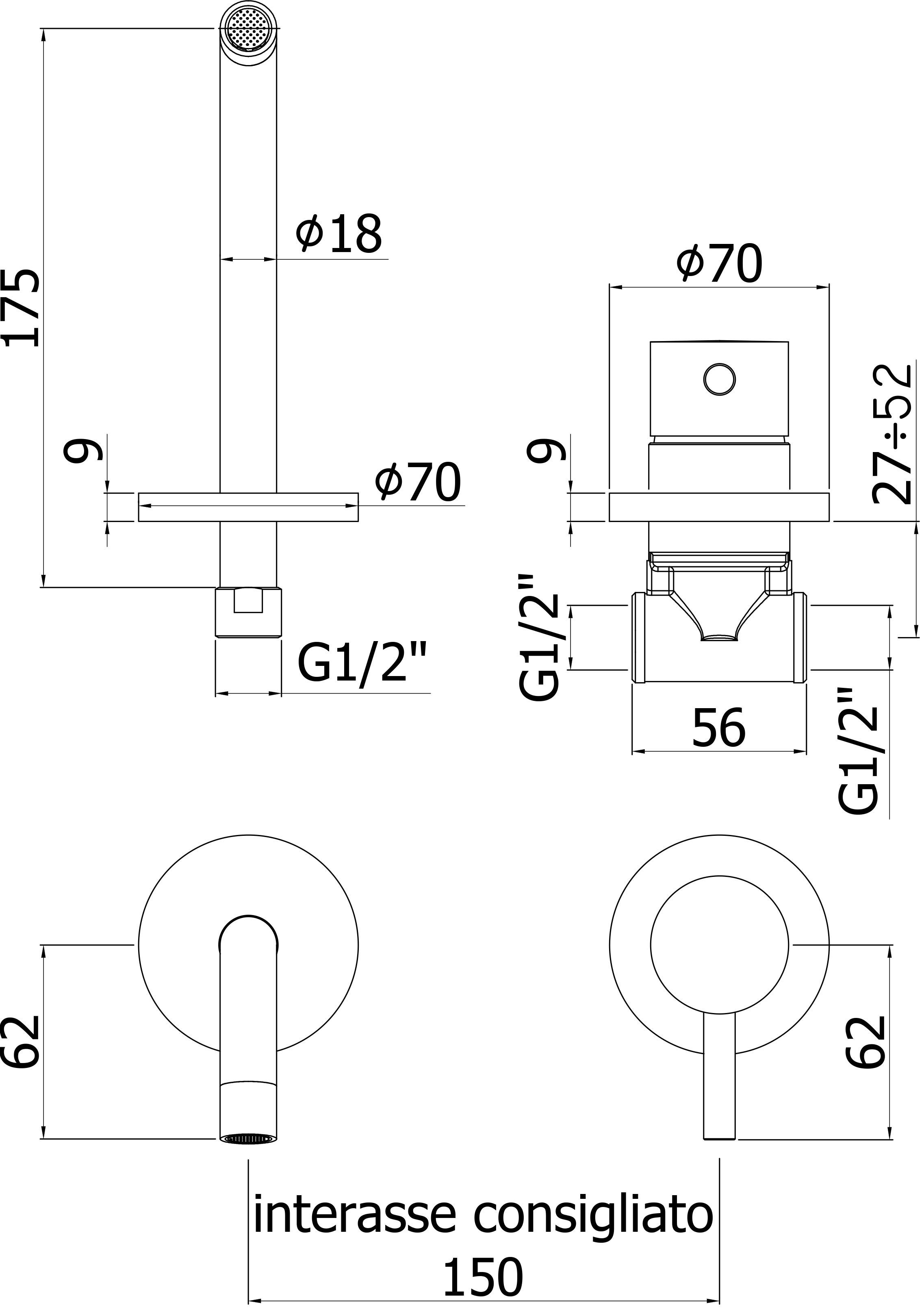 Смеситель Paffoni Light LIG006NO70 с ВНУТРЕННЕЙ ЧАСТЬЮ, для раковины, черный - 2
