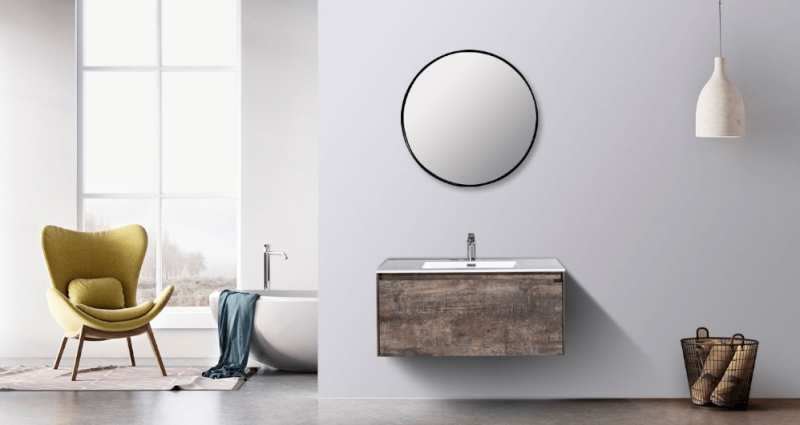 Тумба с раковиной Black&White Universell 100 темно-серая 905U1000 - 4