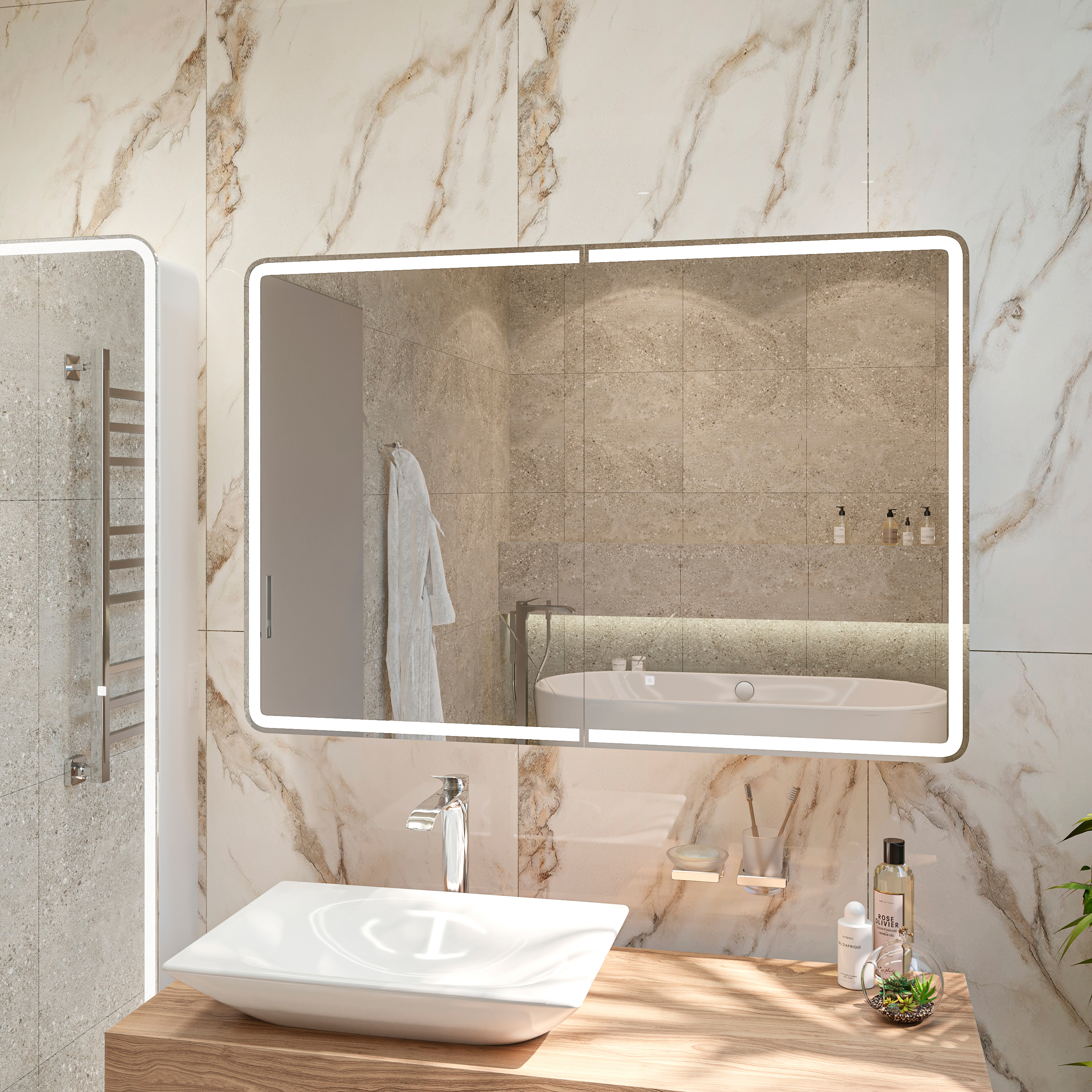 Зеркало-шкаф STWORKI Ольборг МВК078 120, с подсветкой, прямоугольный, большой, навесной, в стиле лофт, с розеткой - 3