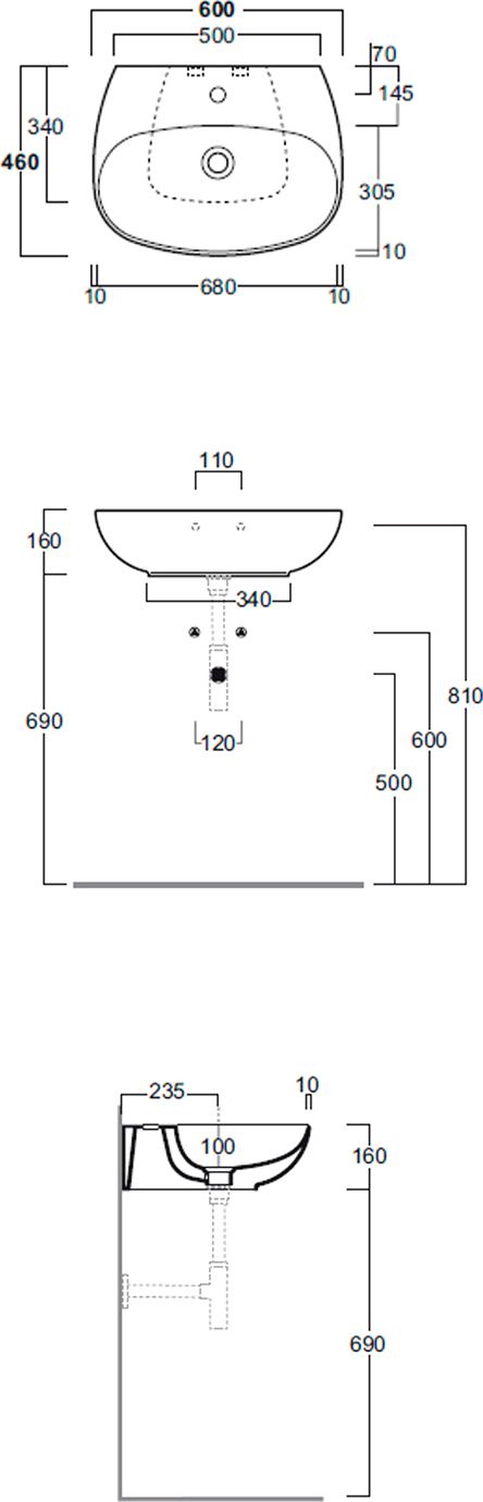 Раковина Simas Vignoni 60x46, белая, 1 отверстие VI10 - 5