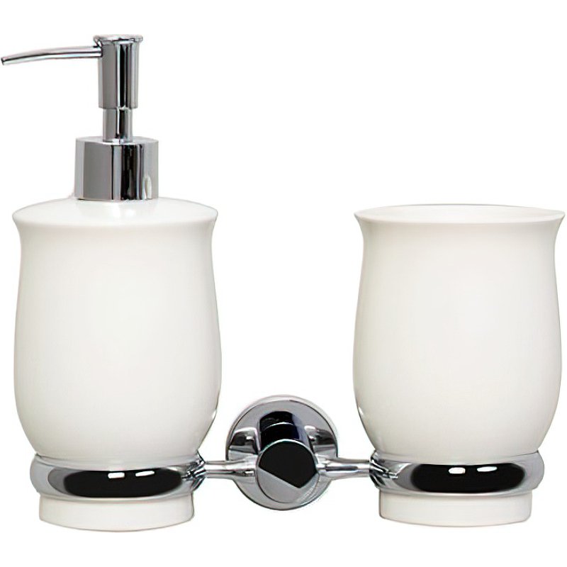 Стакан для зубных щеток и дозатор Wasserkraft хром - белый K-24289 - 0