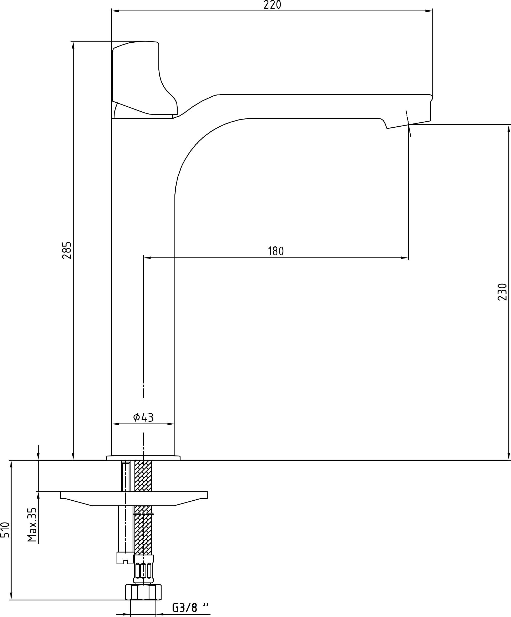 Смеситель E.C.A. Myra 102108984HEX для раковины - 1