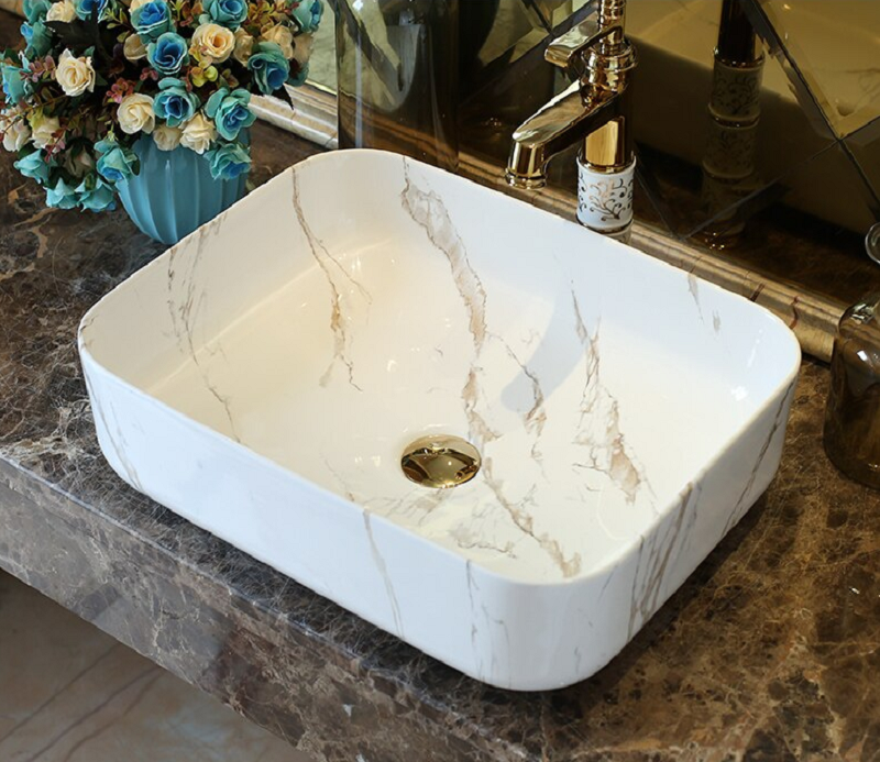 Раковина накладная CeramaLux MNC 50 см под камень/белый, серый  190 - 4