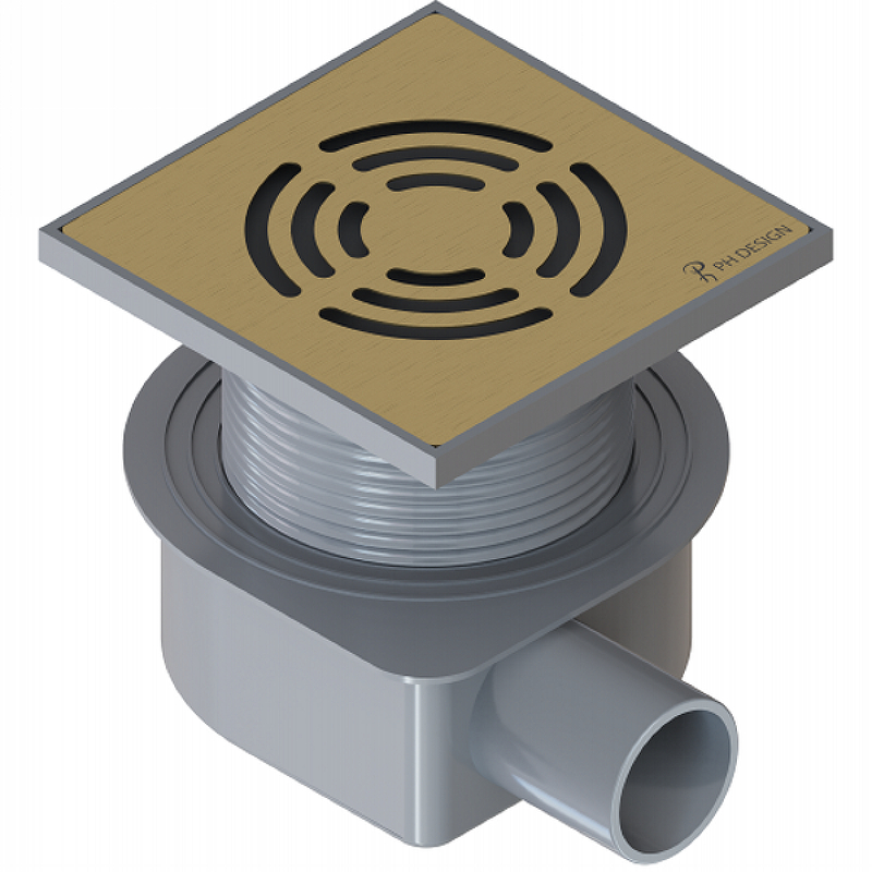 Душевой трап Armadi Art Smart Design 10х10 с решеткой золото матовый 984-10-MG - 0