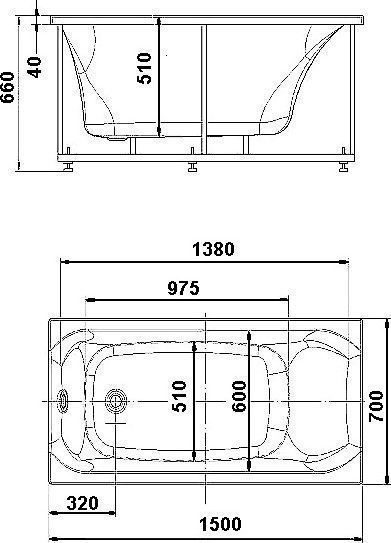 Акриловая ванна Акватек Альфа 150 см ALF150-0000038 - 1