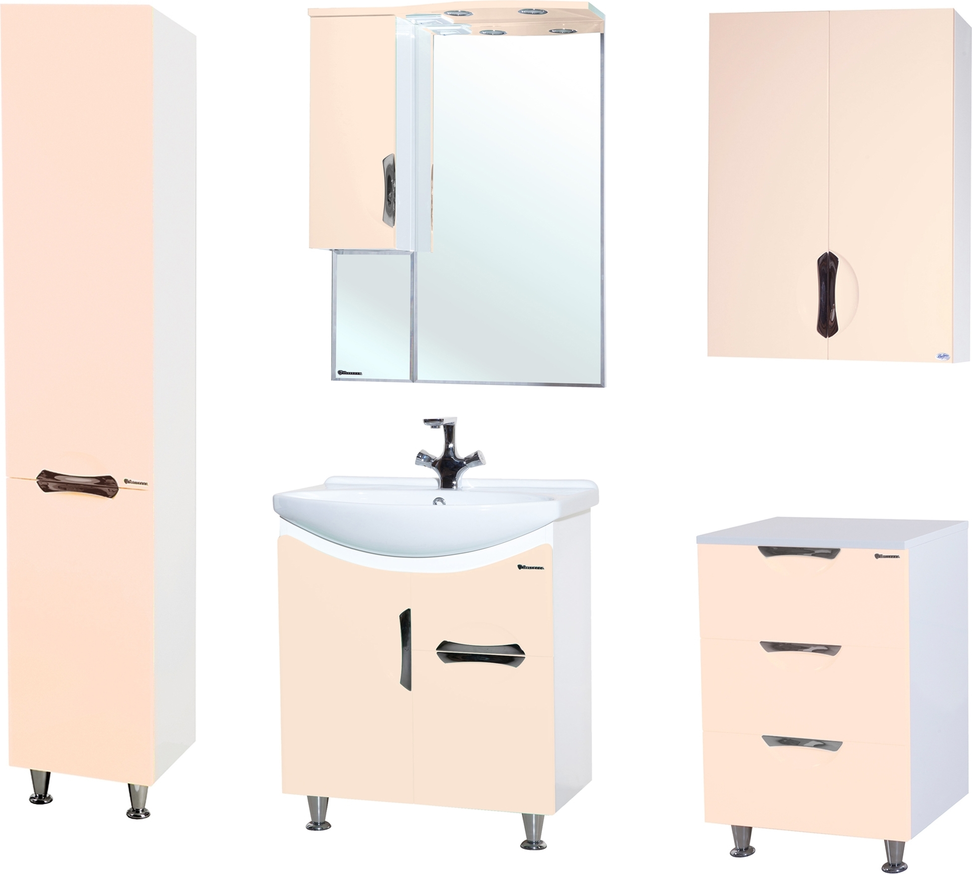 Тумба с раковиной Bellezza Лагуна 65 с ящиком, бежевая - 2